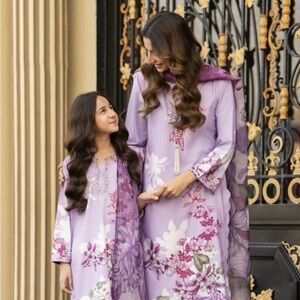 Mommy and Me Purple Shalwar Kameez (women's size M and kids size 30)